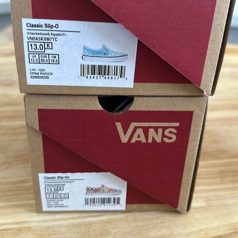 Little boy Vans slip ons size 13